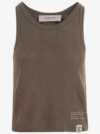 Golden Goose Linen Tank Top In Brown