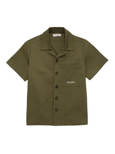 Golden Goose Little Boy's & Boy's Journey Cotton Boxy-fit Camp Shirt In Ivy Green