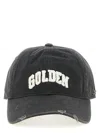 Golden Goose Starry Distressed Baseball Cap With Rigid Visor In Black