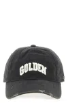 Golden Goose Starry Distressed Baseball Cap With Rigid Visor In Black