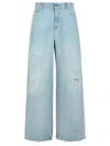 Golden Goose Wide Leg Boyfriend Jeans With Distressed Details In Blue