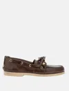 Golden Goose Leather Boat Loafer With Moccasin Toe In Brown