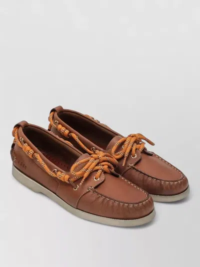 Golden Goose Loafers Lace Detailing Rubber Sole Stitching In Brown