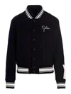 Golden Goose Wool Blend Bomber With Embroidered And Patch Detail In Black