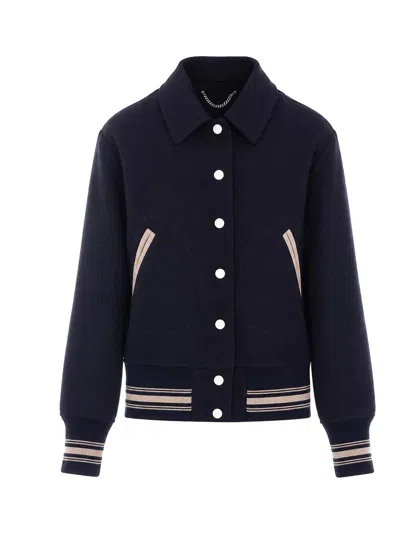 Golden Goose Logo Bomber Jacket In Blue