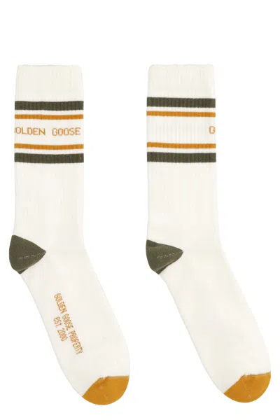 Golden Goose Logo Cotton Blend Socks In Multi