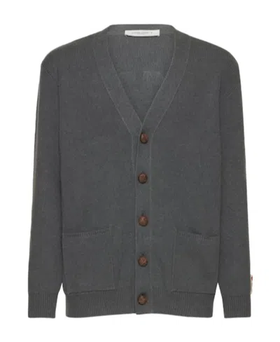 Golden Goose Micro-ribbed Cotton Cardigan In Gray