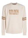 Golden Goose Ivory Cotton Sweatshirt With Contrasting Logo In Gray