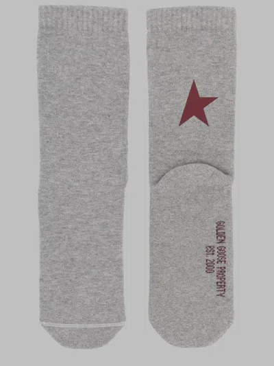 Golden Goose Logo Crew Socks In Gray