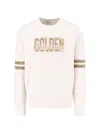 Golden Goose Ivory Cotton Sweatshirt With Contrasting Logo In Gray