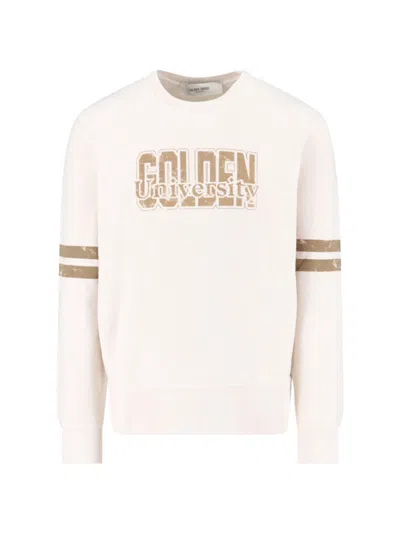 Golden Goose Logo Crewneck Sweatshirt Cream In Neutral