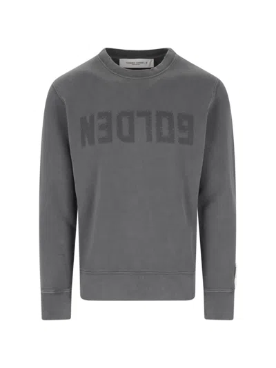Golden Goose Cotton Sweatshirt With Logo Print In Gray