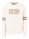 Golden Goose Ivory Cotton Sweatshirt With Contrasting Logo In Gray