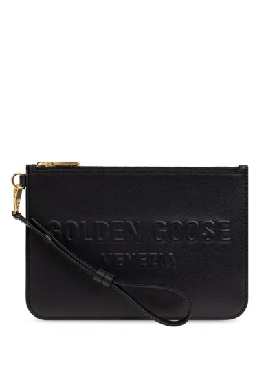 Golden Goose Logo-embossed Clutch Bag In Black