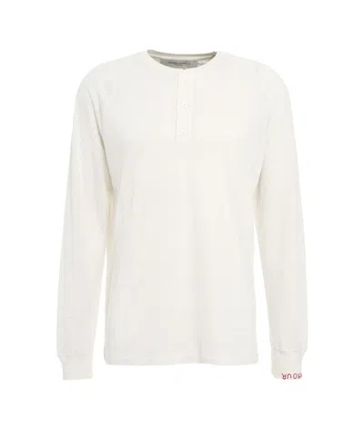 Golden Goose Logo Embroidered Button-detailed T-shirt In Bianco