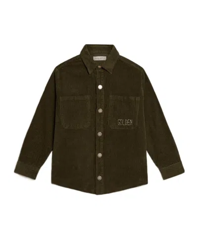 Golden Goose Logo-embroidered Corduroy Shirt In Black
