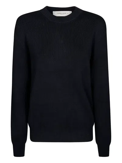 Golden Goose Logo-embroidered Crew-neck Sweater In Black
