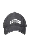 Golden Goose Logo-embroidered Distressed Cap In Gray