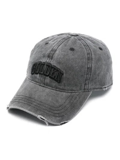 GOLDEN GOOSE LOGO-EMBROIDERED DISTRESSED CAP