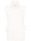 Golden Goose Logo-embroidered Fisherman's-knit Beige Vest In White