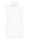 Golden Goose Logo-embroidered Fisherman's-knit Beige Vest In Neutrals