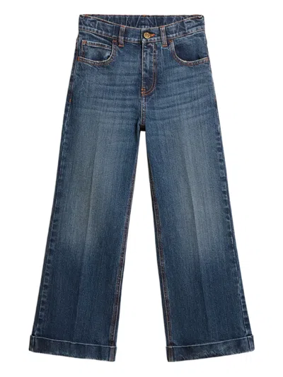 Golden Goose Kids' Logo-embroidered Jeans In Blue