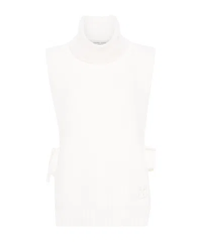 Golden Goose Logo Embroidered Knitted Vest In White