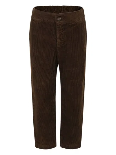 Golden Goose Kids' Logo-embroidered Straight Trousers In Brown
