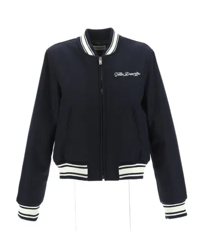 Golden Goose Logo-embroidered Zipped Varsity Jacket In Black