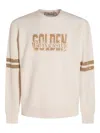 Golden Goose Ivory Cotton Sweatshirt With Contrasting Logo In Gray