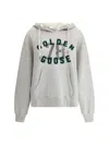 Golden Goose Grey Hoodie With Logo In Grey Melange/black/jelly Bean