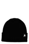 Golden Goose Mans Ribbed Black Wool Hat With Logo In Black