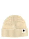 Golden Goose Knit Label Beanie With Turn-up Brim In White