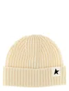 Golden Goose Knit Label Beanie With Turn-up Brim In White