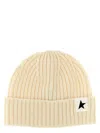Golden Goose Knit Label Beanie With Turn-up Brim In White