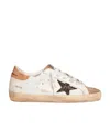Golden Goose Super-star Sneakers With Black Glitter Star And Old-rose Leather Heel Tab In White