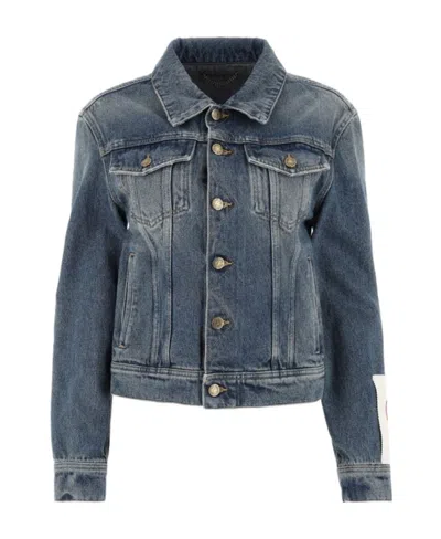 Golden Goose Logo-patch Denim Jacket In Blue