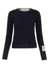 Golden Goose Black Merino Wool Sweater With Golden Applications For Women In Blue