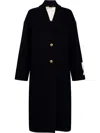 Golden Goose Heraldic Buttons Single-breasted Cocoon Coat In Blue