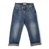 Golden Goose Logo Patch Straight Leg Jeans In Stone Wash