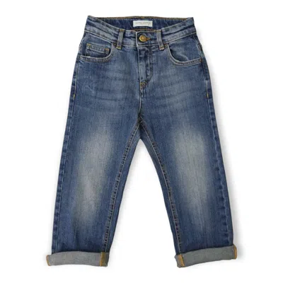 Golden Goose Kids' Logo Patch Straight Leg Jeans In Stone Wash