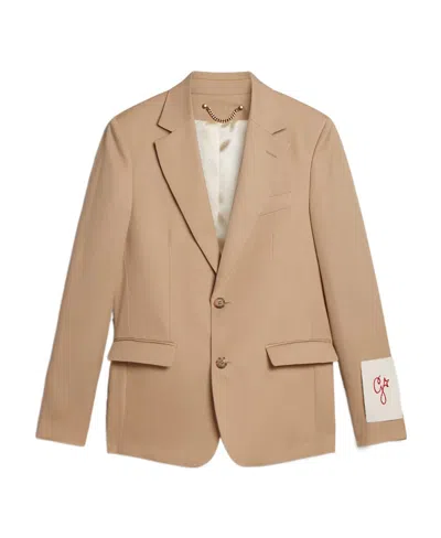 Golden Goose Logo-patch Virgin-wool Blazer In Nude