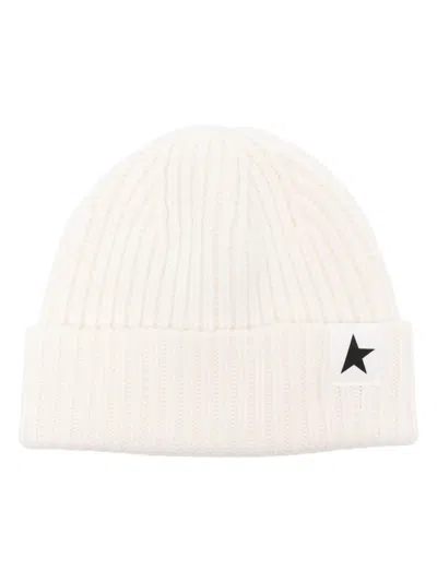 Golden Goose Logo-patch Wool Beanie In Neutrals