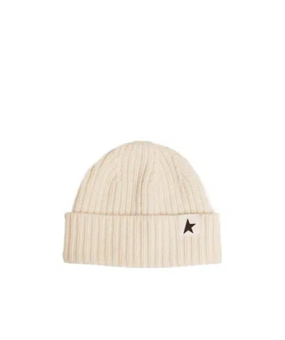 Golden Goose Logo-patch Wool Beanie In Nude