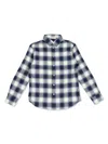 Golden Goose Logo-print Checked Shirt In Blue
