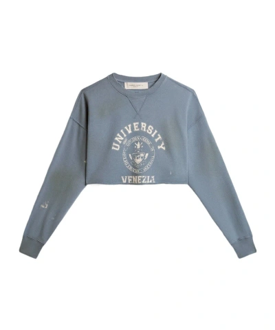 GOLDEN GOOSE GOLDEN GOOSE DELUXE BRAND LOGO PRINTED CROPPED SWEATSHIRT