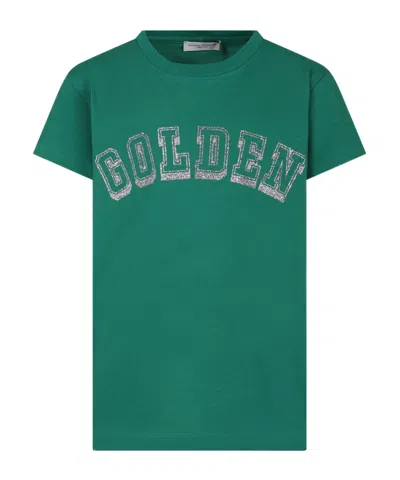 Golden Goose Kids' Logo-print Cotton T-shirt In Green