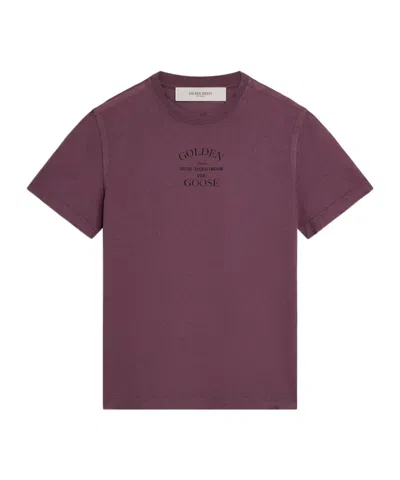 Golden Goose Crew Neck Graphic Print Straight Hem In Red