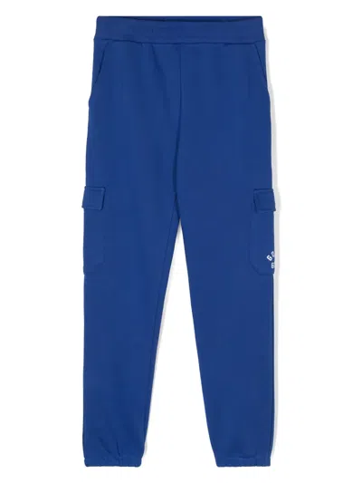 Golden Goose Kids' Logo-print Cotton Track Pants In Blue
