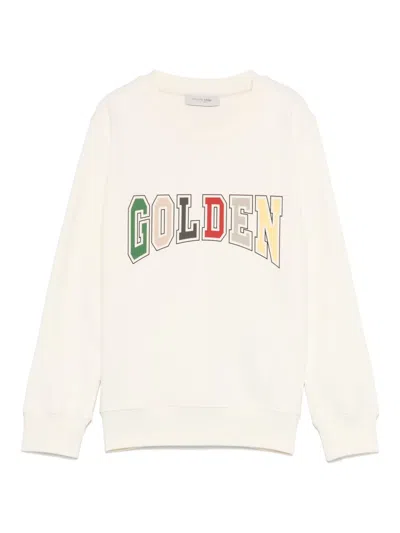 Golden Goose Kids' Logo-print Crew-neck Sweatshirt In Neutrals